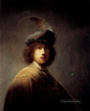  plum Painting - Self Portrait In A Plumed Hat Rembrandt